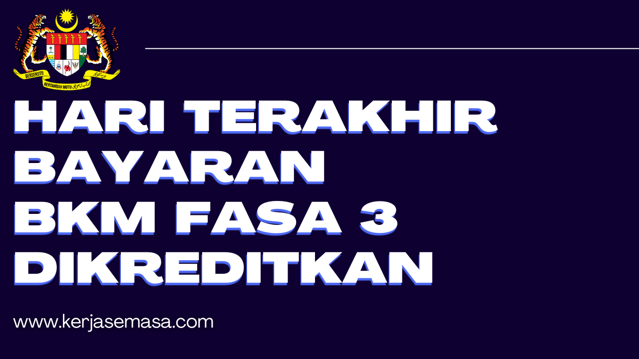 Hari terakhir bayaran BKM Fasa 3 dikreditkan. Sukacita diumumkan bahawa pembayaran Bantuan Keluarga Malaysia (BKM) telah bermula dan diagihkan kepada setiap penerima yang layak.   Perkara ini adalah sangat ditunggu-tunggu oleh para penerima setelah pembayaran BKM pada fasa-fasa lepas.